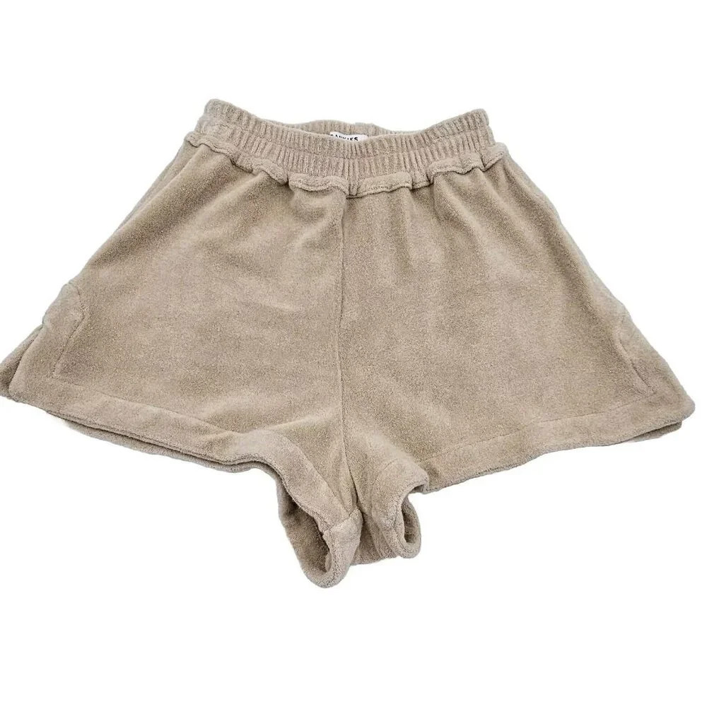 Frankies Bikinis Coco Terry Shorts in Light Brown Womens Sz XS Beach Pool Lounge